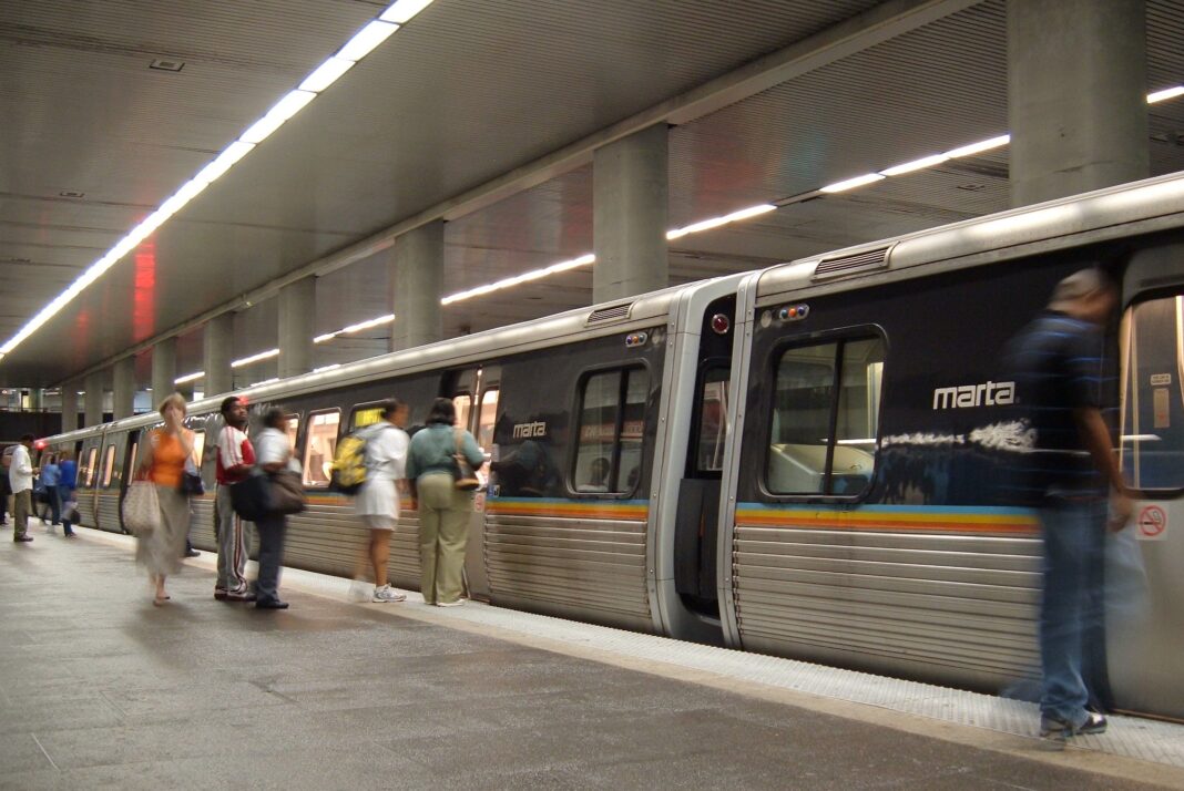In Metro Atlanta, the Longest Commutes Fall on Transit Riders Riders on the platform as a MARTA train arrives at North Avenue station in Atlanta