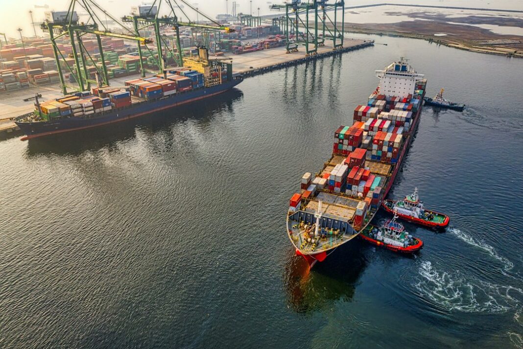 New Container-Ship Design Eliminates Manual Lashing Work on Deck A container ship at sea, used as a representative image for maritime cargo operations.